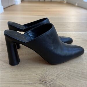 Vince Black Leather Mules